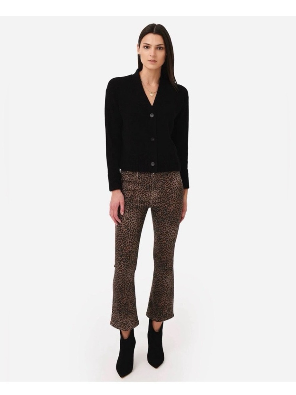 FRAME Leopard Print Bootcut Pants - Brown